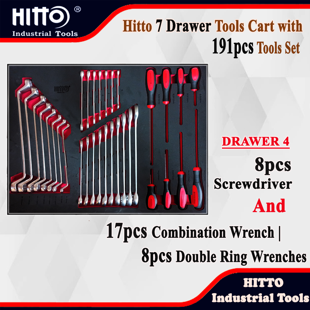 [ HITTO ] 7 Drawer Tool Cart 191 Pcs Tools Set With Side Door ...
